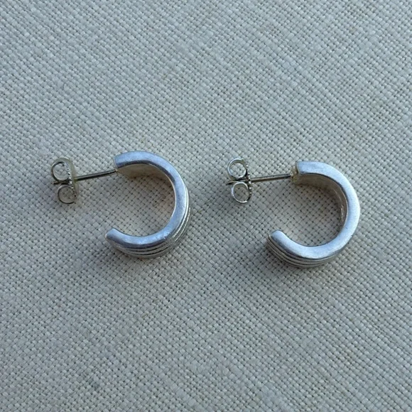 Ralph Lauren Sterling Silver Half Hoop Earrings - Picture 4 of 6